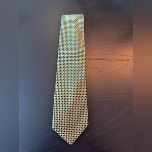 Saks Fifth Avenue Yellow and Blue Patterned Silk Tie